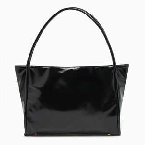 Sleek Black Patent Leather Tote Bag